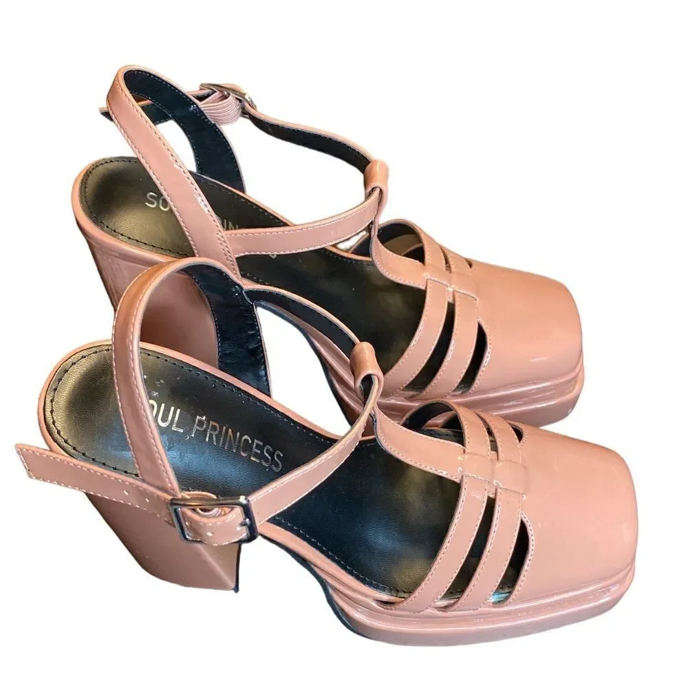 Pink Chunky Platform Heels‎